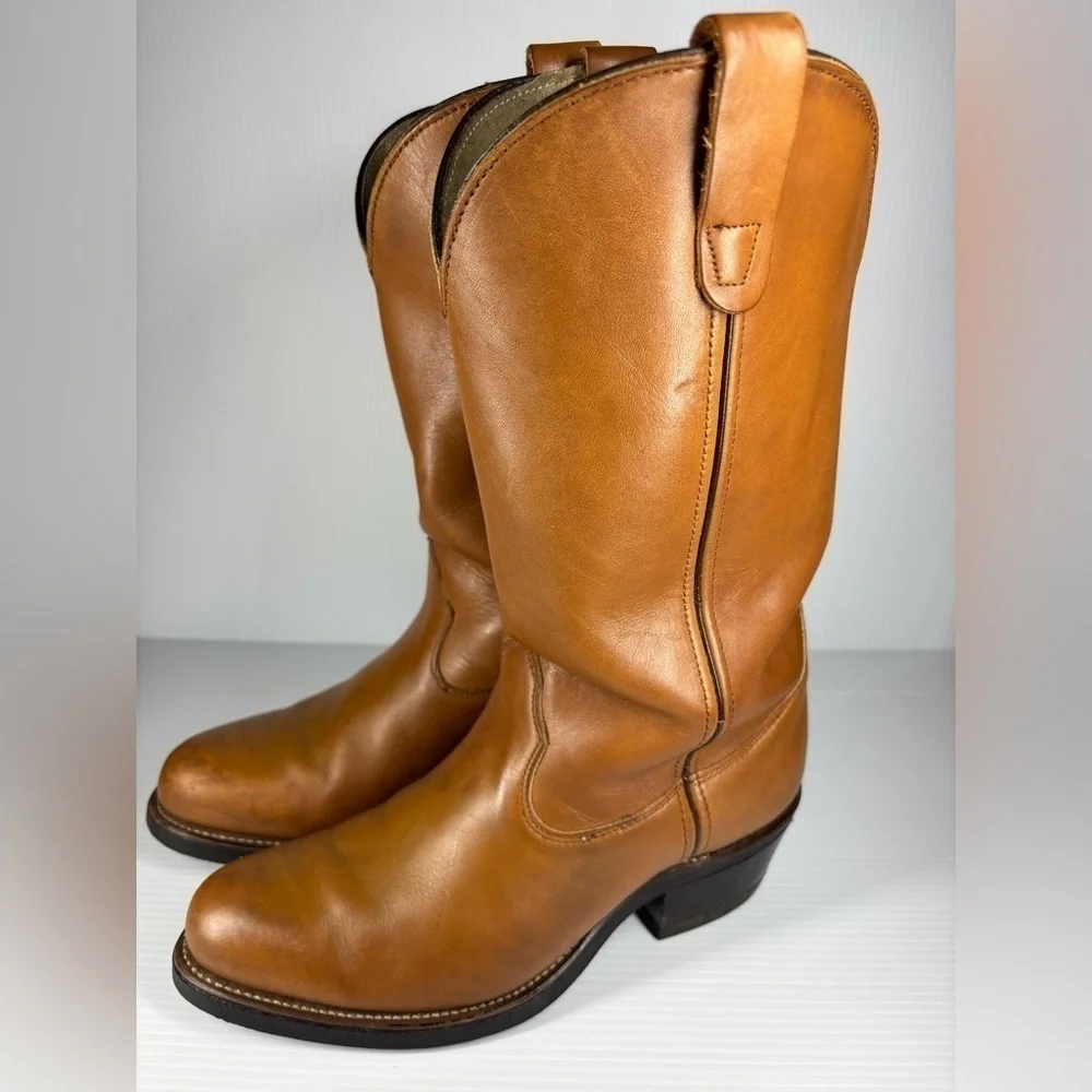 SANTA FE BOOT COMPANY Boots Mens 8.5 Western Leather Classic Vintage Round Rodeo
